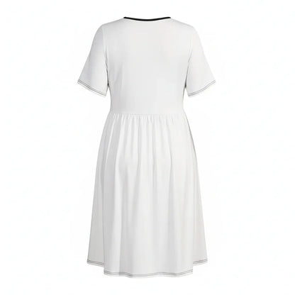 Women's Plus Size Contrast Trim Skater Dress - Nogicle