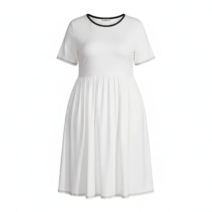 Women's Plus Size Contrast Trim Skater Dress - Nogicle
