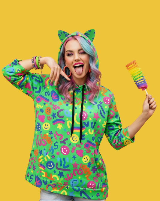 Women’s Cat Ear Hooded 3/4 Sleeve Sweatshirt