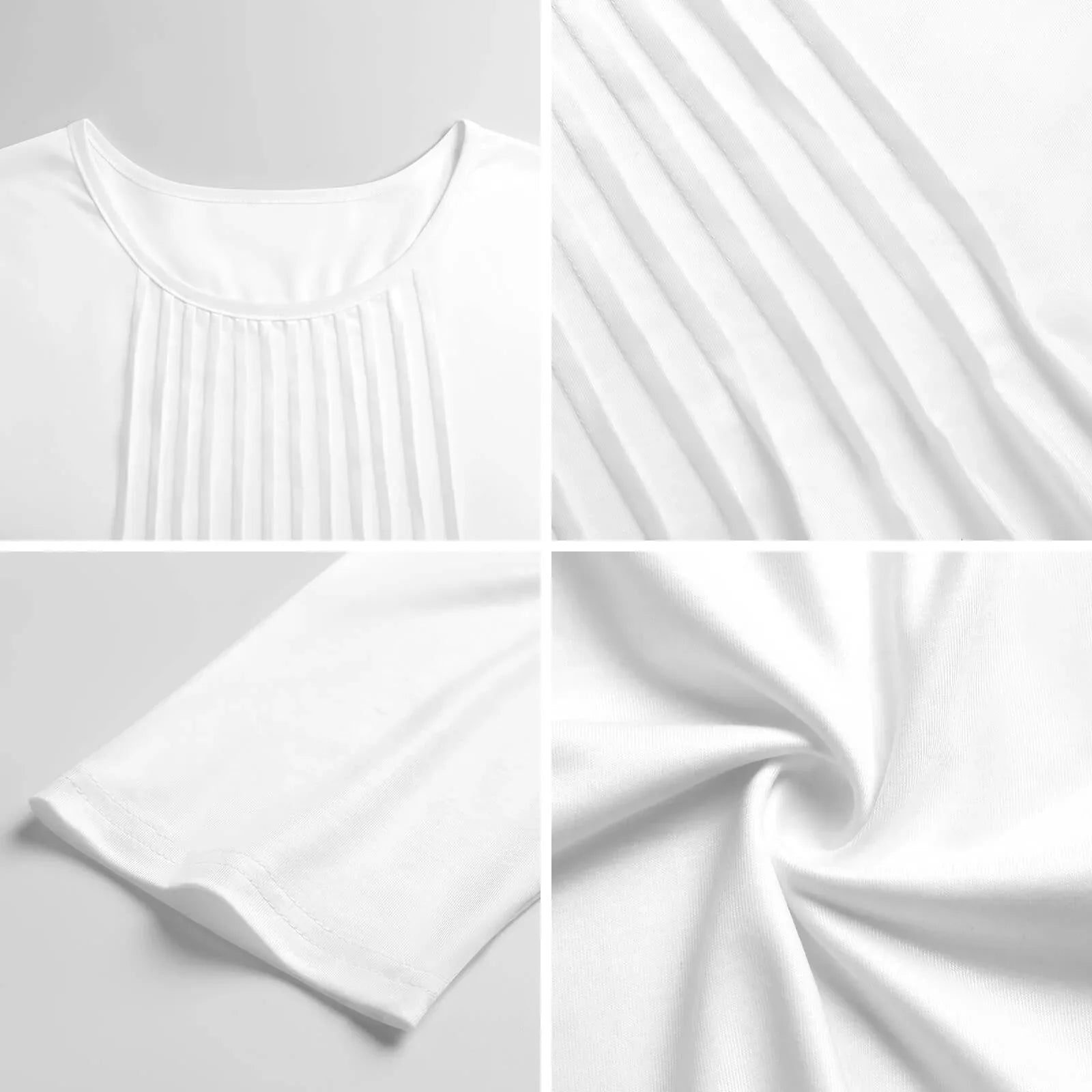 Women's Pleated Front 3/4 Sleeve Blouse - Nogicle