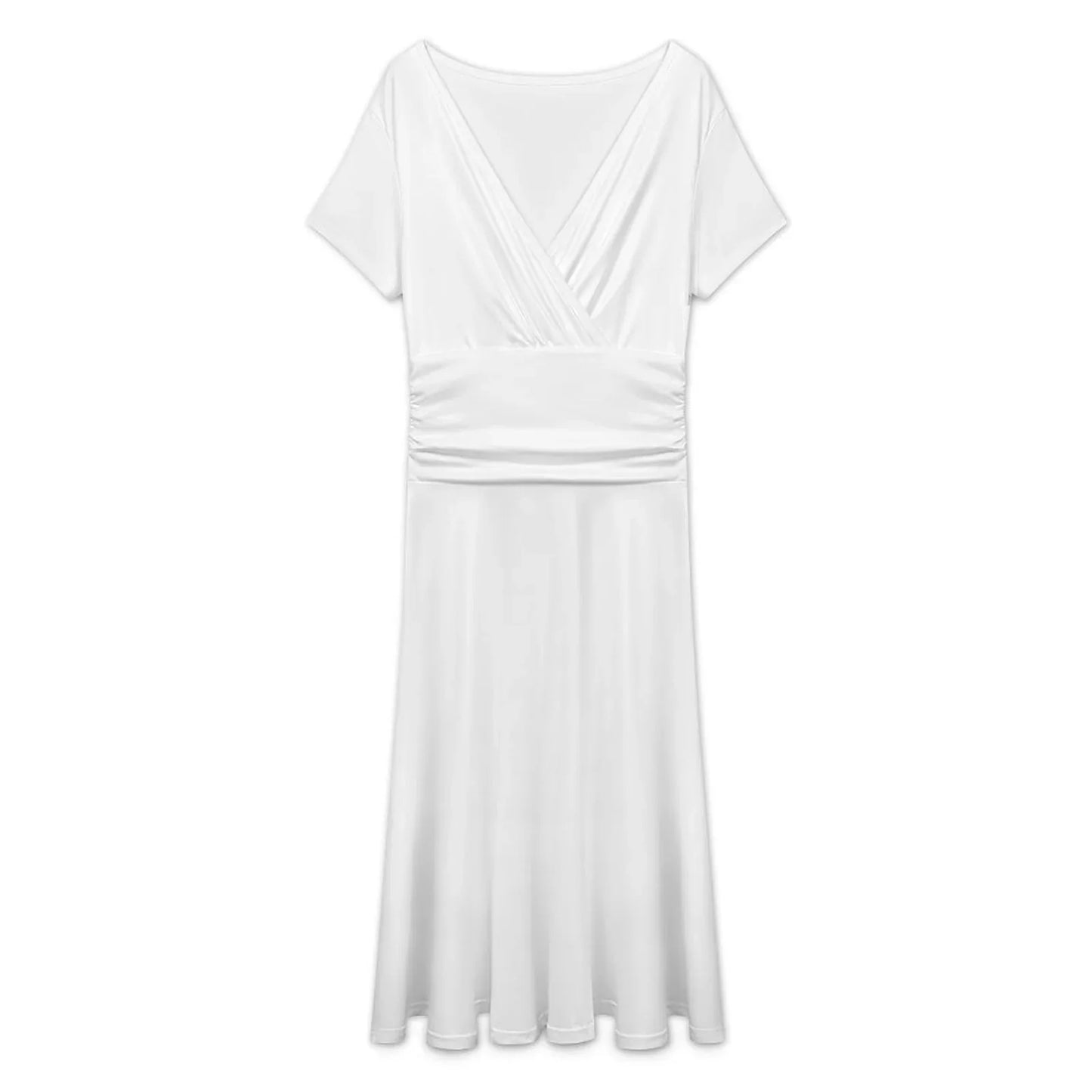 Women’s Short Sleeve Wrap V-Neck Midi Dress - Nogicle