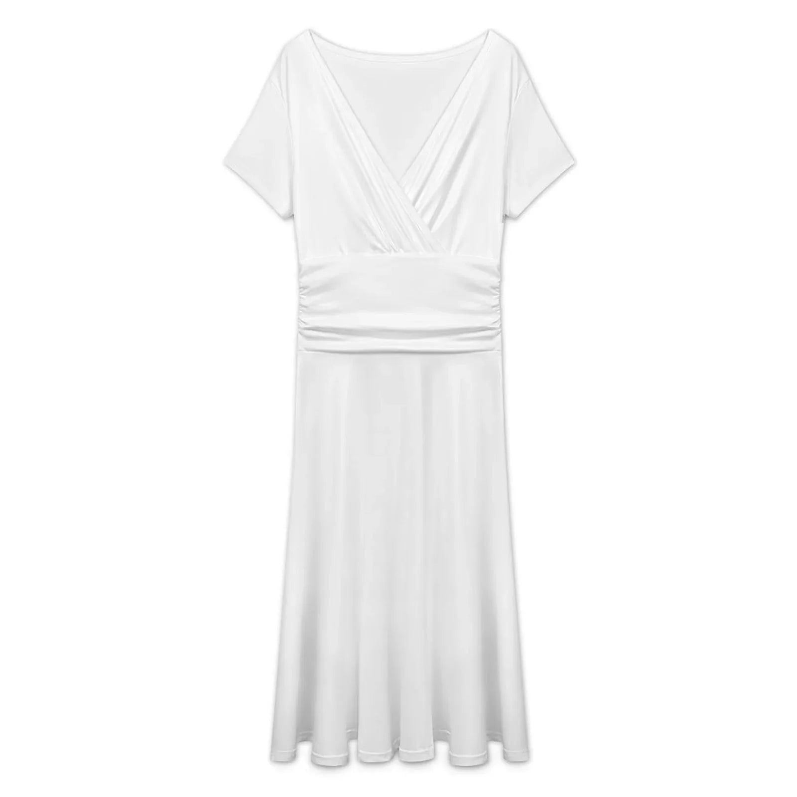 Women’s Short Sleeve Wrap V-Neck Midi Dress - Nogicle