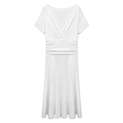 Women’s Short Sleeve Wrap V-Neck Midi Dress - Nogicle