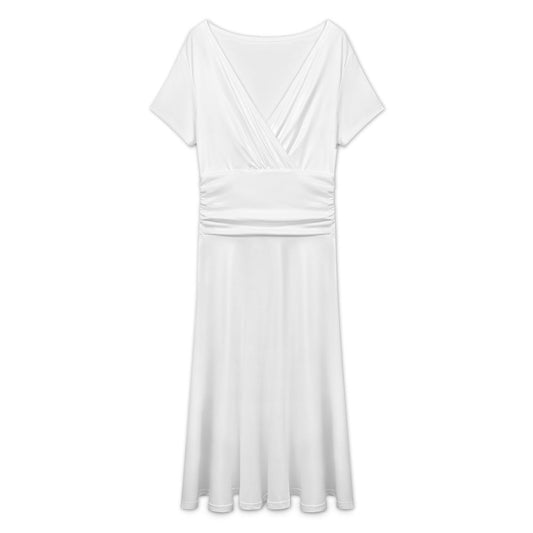 Women’s Short Sleeve Wrap V-Neck Midi Dress
