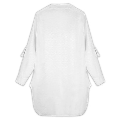 Women’s Long Sleeve Button Down Shirt Dress with Pockets - Nogicle