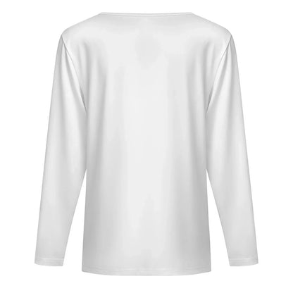 Women's Buttoned V-Neck Long Sleeve Tee - Nogicle