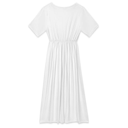 Women’s Petal Neck Short Sleeve Midi Dress