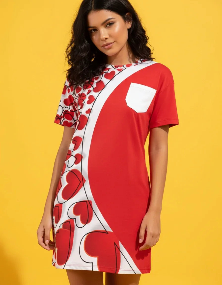 Women’s Short Sleeve Pocket T-Shirt Dress - Nogicle