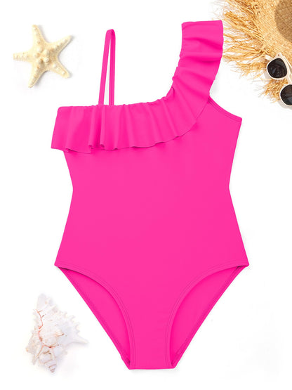 Girls’ One-Shoulder Swimsuit