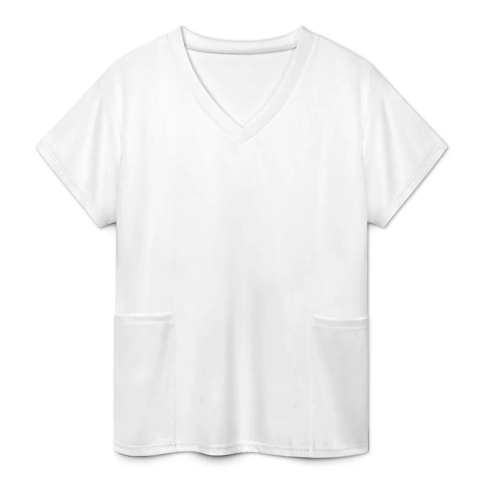 Women’s V-Neck Short Sleeve Scrub Top with Pockets - Nogicle