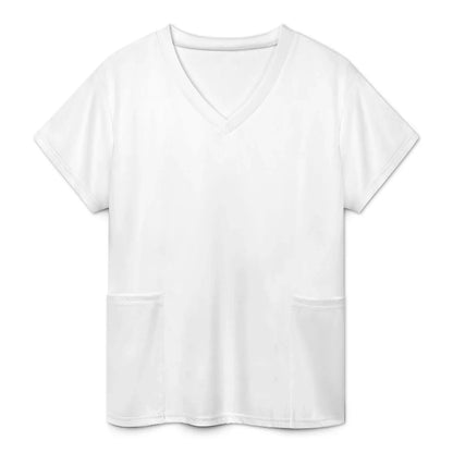 Women’s V-Neck Short Sleeve Scrub Top with Pockets - Nogicle