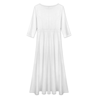 Women’s Round Neck Mid-Sleeve Long Dress