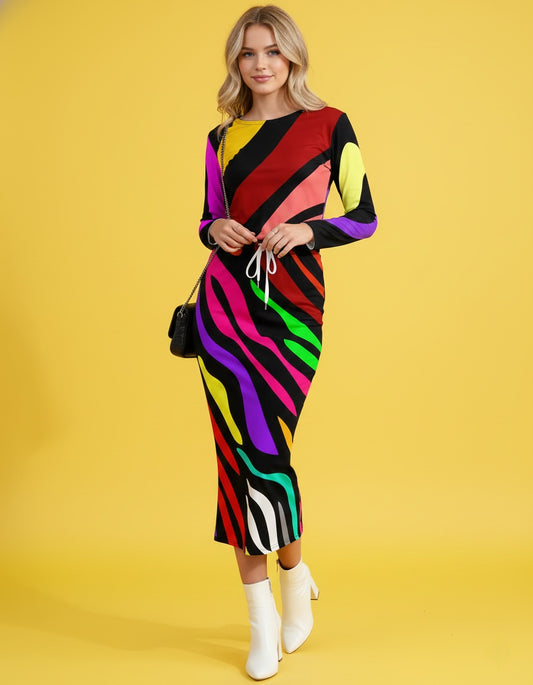 Women’s Long Sleeve Drawstring Bodycon Dress Set