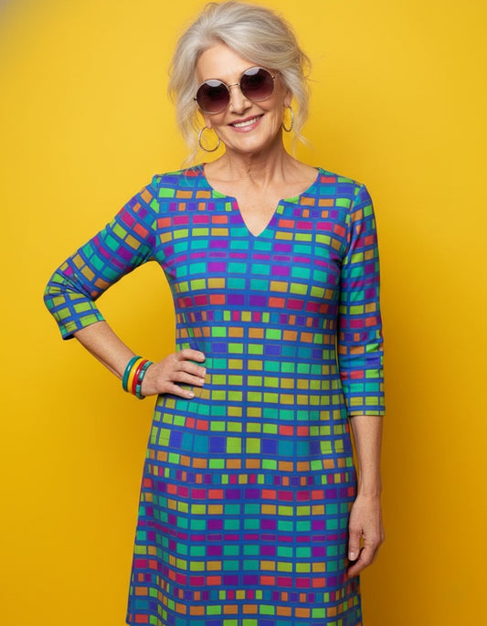 Women’s V-Neck Mid-Sleeve Dress