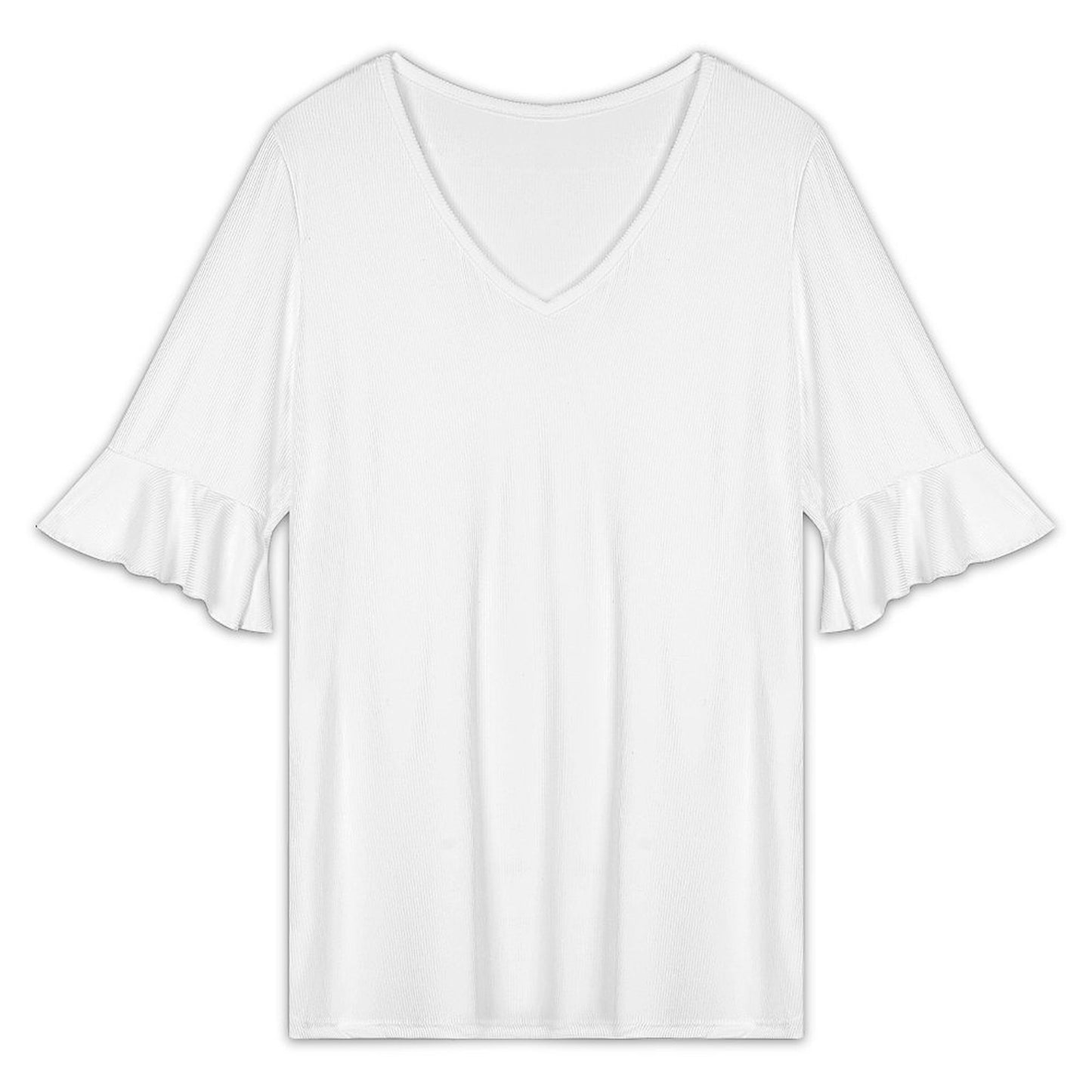 Women’s V Neck Ruffle Sleeve T Shirt