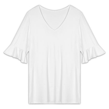Women’s V Neck Ruffle Sleeve T Shirt