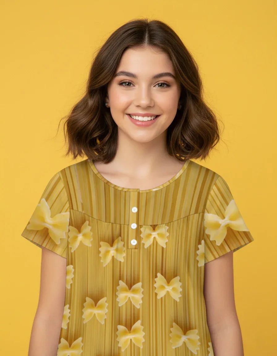 Women’s Button Front Gathered Short Sleeve Top - Nogicle