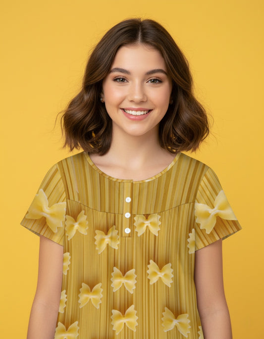 Women’s Button Front Gathered Short Sleeve Top