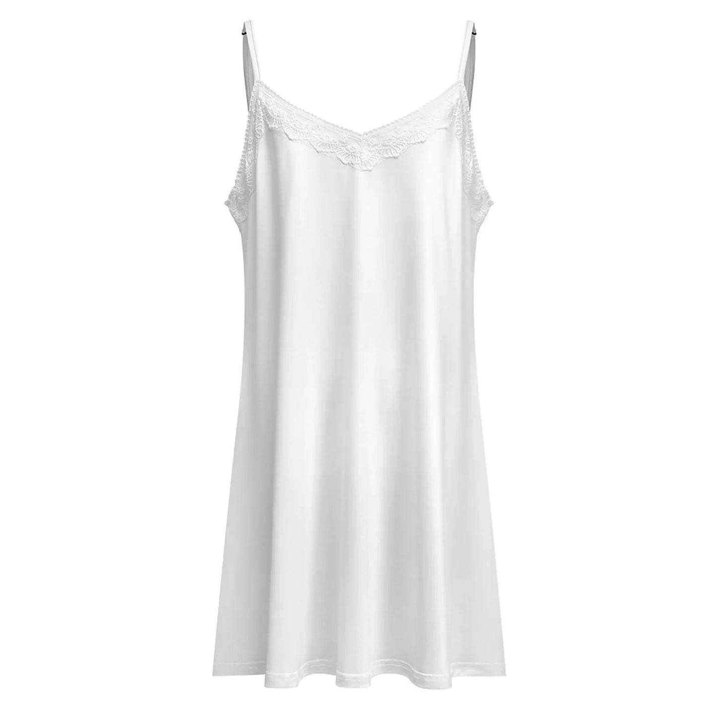 Women’s Lace Trim Satin Sleep Dress - Nogicle