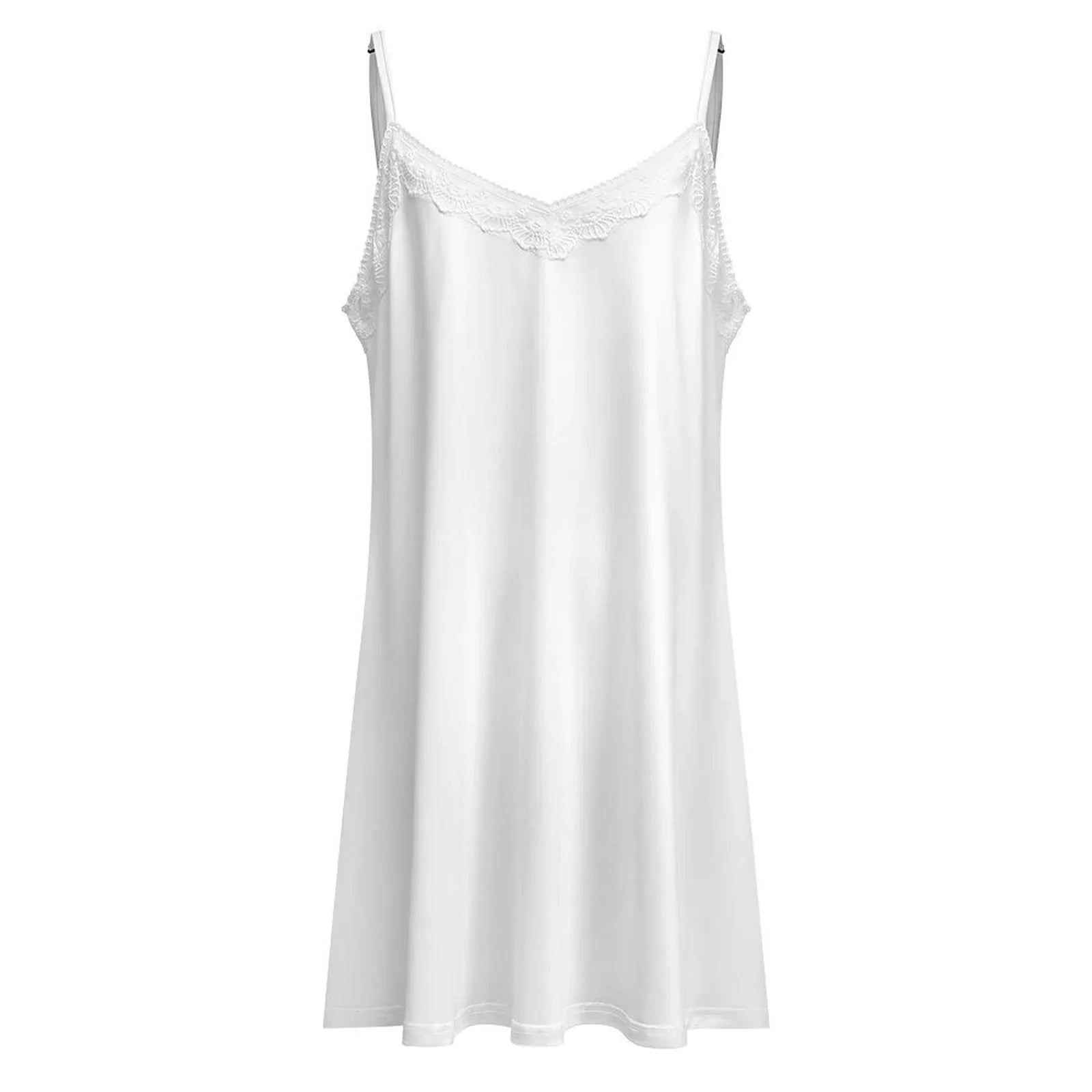 Women’s Lace Trim Satin Sleep Dress - Nogicle