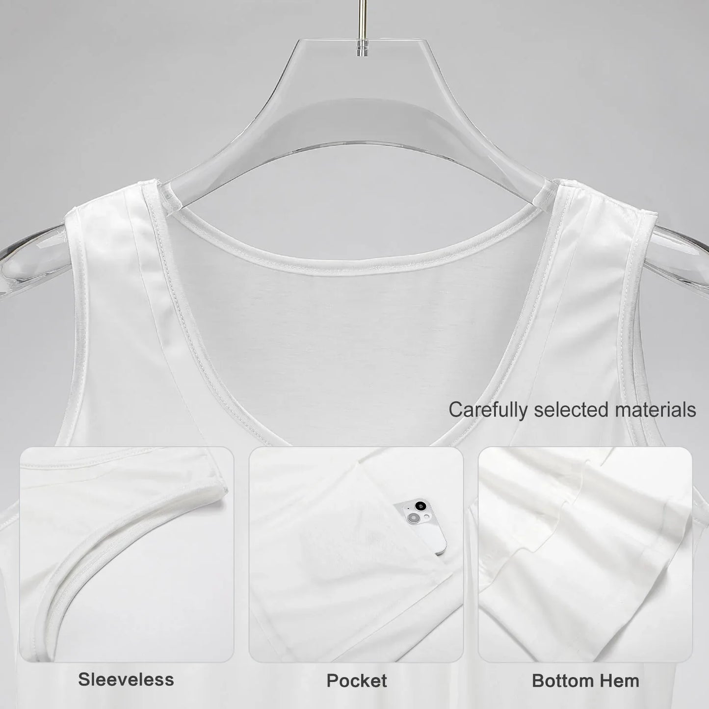 Women’s Sleeveless Layered Pocket Dress - Nogicle