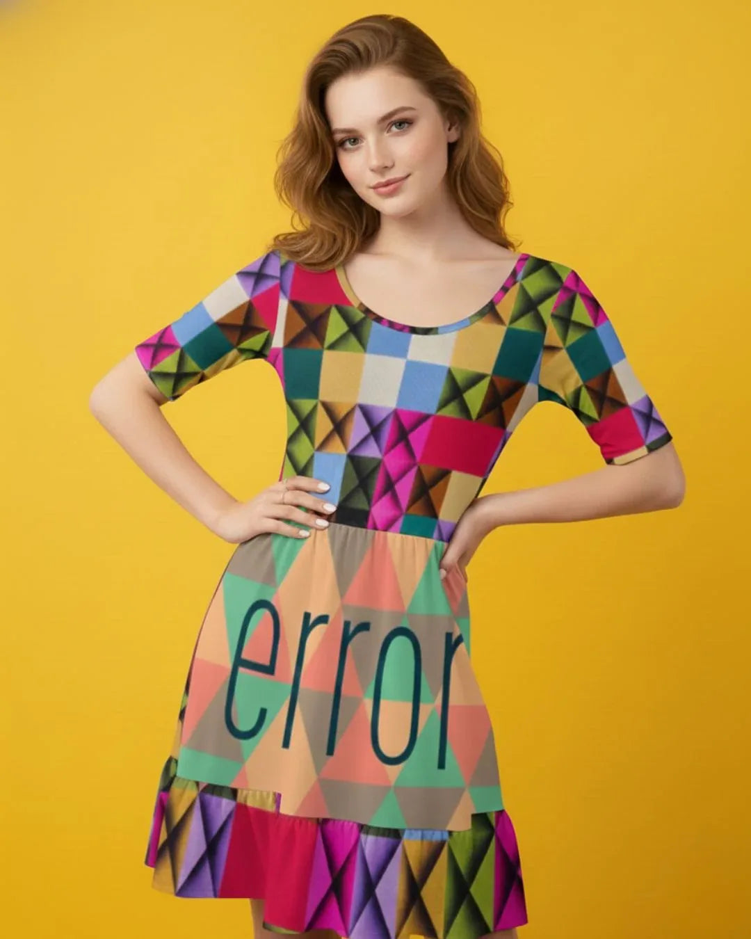 Women’s Short Sleeve Ruffle Hem Dress - Nogicle